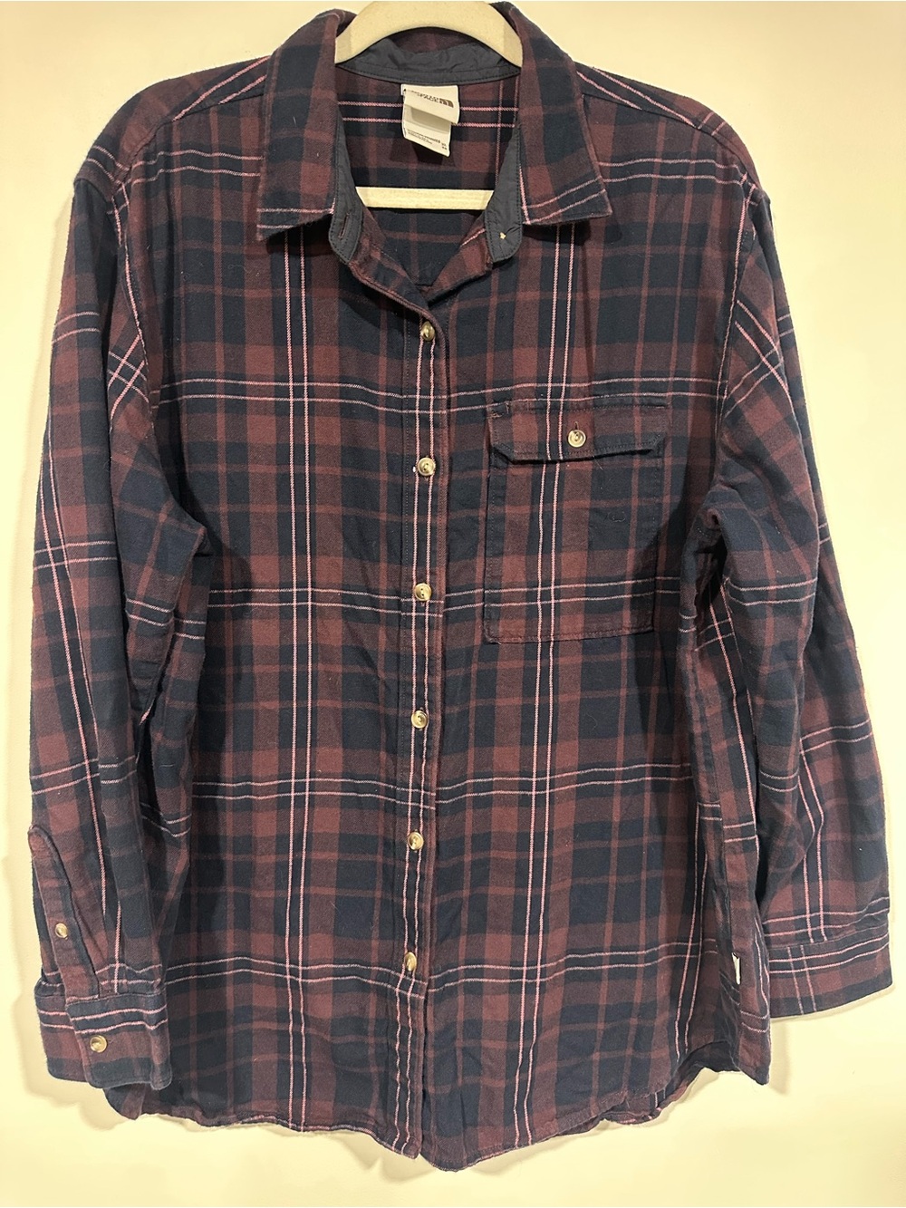 The North Face Women's Berkeley Plaid Flannel Boyfriend Shirt Burgundy XL